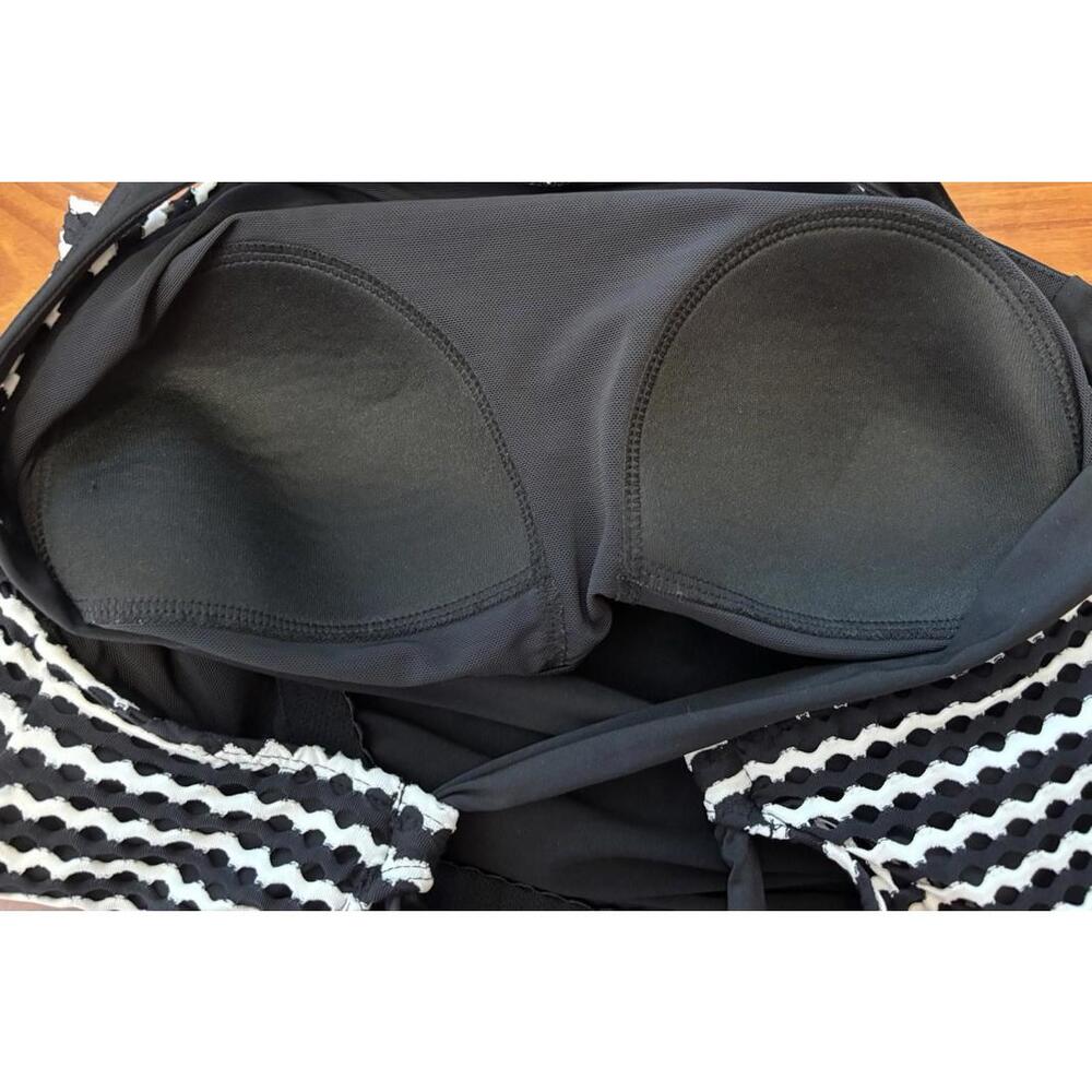 Lands End Tankini Zigzag Stripe 10 Black White X Back 1860‎ - Picture 4 of 5